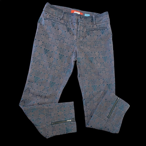 Cartonnier Anthropologie Charlie Ankle Jacquard Textured Geometric Pants size 4 - Picture 3 of 6